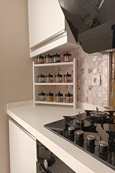 Projemob رف توابل متعدد الطبقات يوضع فوق الطاولة - منظم مطبخ أبيض