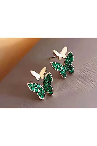 PAWNEST Green Stone Butterfly Design Tiny Earrings – Very Small, Exquisite an...