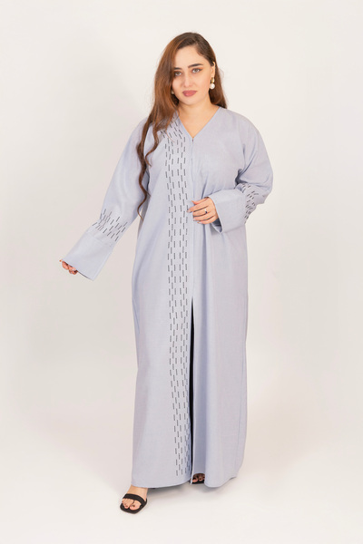 LINELLE Blue Abaya Women – Black Stone Detailing