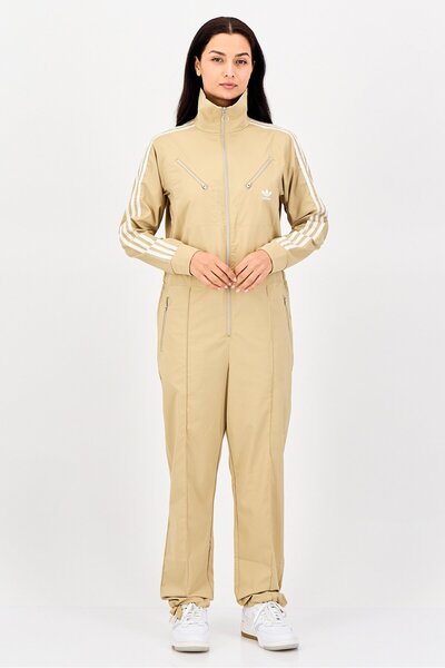 adidas بدلة رياضية نسائية من بارلي × أوريجينالز، بأكمام طويلة، لون بني فاتح