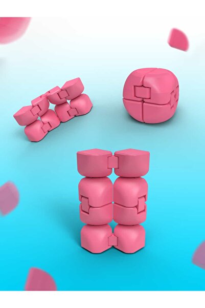 katlaç V2 PEMBE RENK, infinity cube - sonsuz küp - stres küpü - hareketli küp