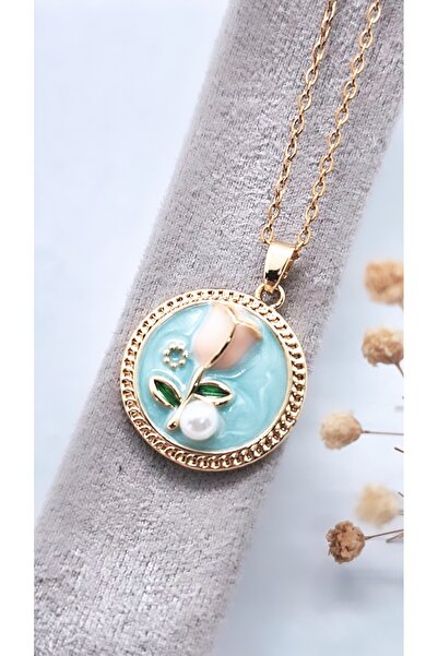 Serenity Colorful Enamel Pearl Art Steel Necklace03