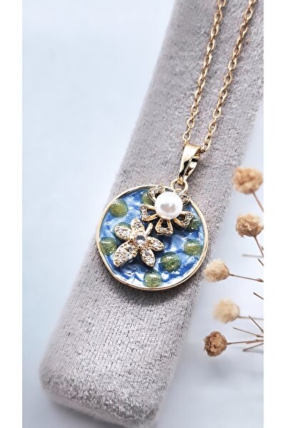 Serenity Colorful Enamel Pearl Art Steel Necklace01