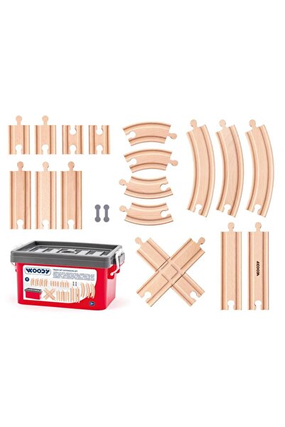 Woodyland Woody Train Track Extension Set with Storage Box