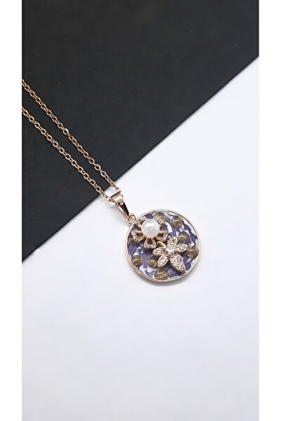 Serenity Colorful Enamel Pearl Art Steel Necklace01