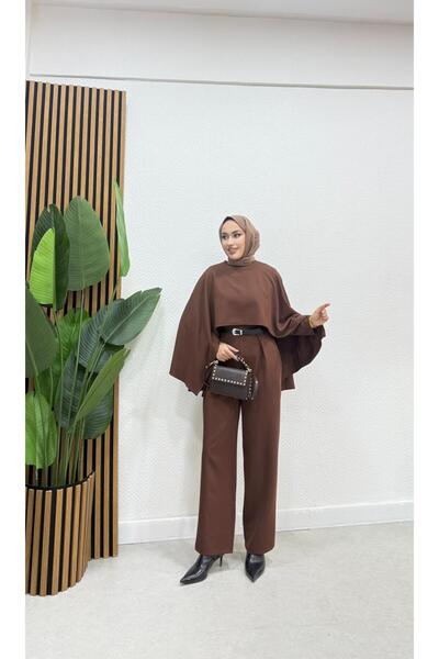 BRN IŞIK TESETTÜR Klasik Kesim Pelerin Detaylı Tulum