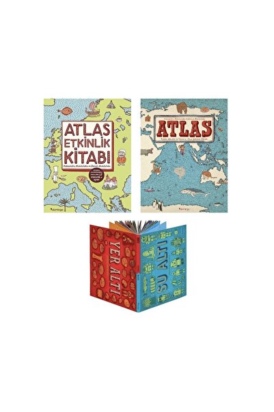 Domingo Yayınevi atlas etkinlik kitabi + atlas + yeralti sualti=(3 kitap)