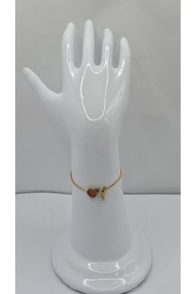 NO NAME Stainless Steel Gold Color Three-Dimensional Heart Detailed -Y- Lette...