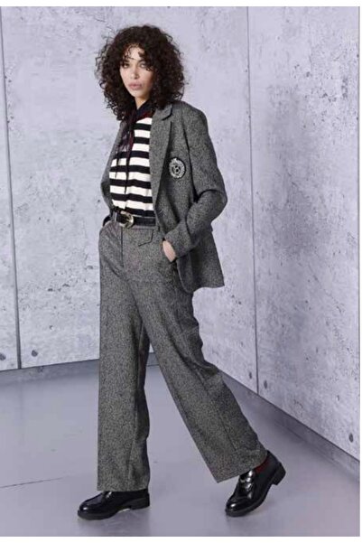 AKE Grey suit with jacket and wide British style trousers