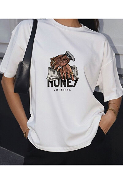 LORVEX Money Criminal Printed Oversized Unisex Cotton Tshirt - T-Shirt
