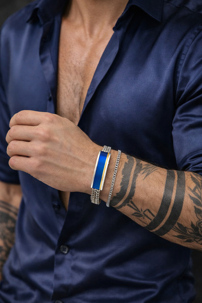 Naviforce Erkek Çelik Bileklik 2adet kombin takım