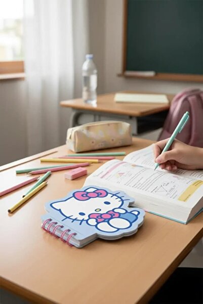 SANRIO Lisanslı Hello Kitty Figürlü Spiralli Not Defteri (80 Yaprak)