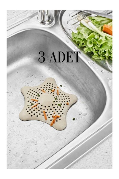 Rotanev 3 Pieces of Beige Starfish Sink Strainer, Sink Stopper, Silicone Stra...