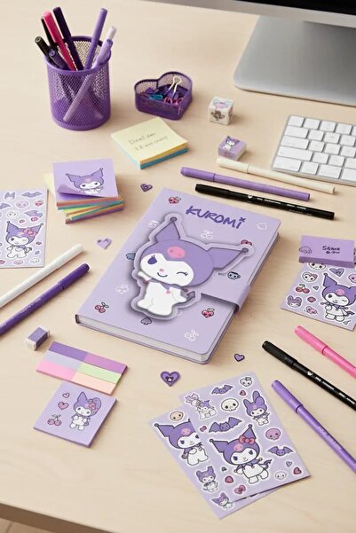 SANRIO Lisanslı Kuromi A5 3D Figürlü Mıknatıslı Not Defteri