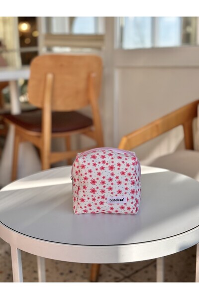 Batekso Japon Çiçeği Desenli Makyaj Çantası - Küçük Boy