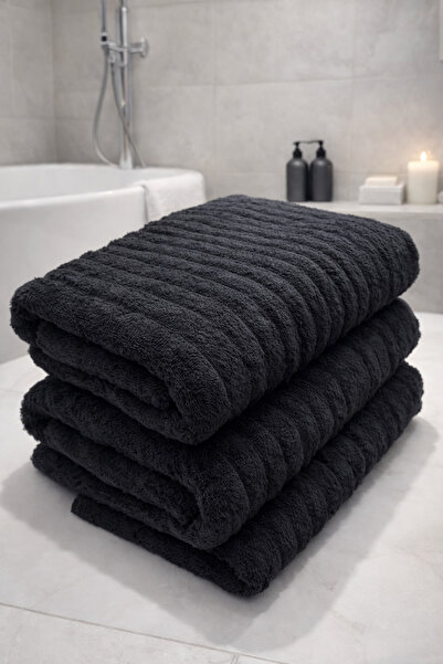 Daylife Home 2li siyah banyo havlusu seti