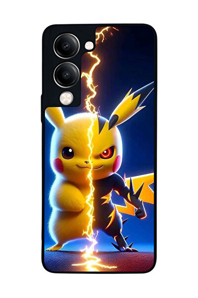 Aksel Kılıf متوافق مع Vivo Y19 5G مطبوع ، أسود غير لامع، سيليكون ناعم، واقي، ...