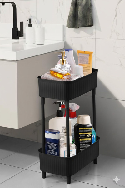 Tercih Home Siyah 2 Katlı Düzenleyici Mutfak Rafı Banyo Rafı, Dolap Tezgah Al...