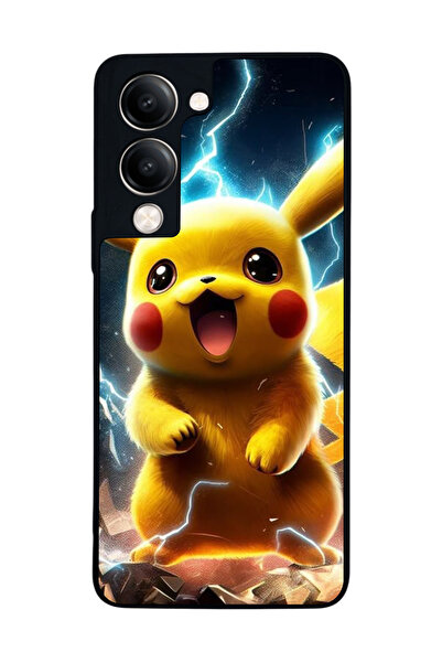 Aksel Kılıf متوافق مع Vivo Y19 5G مطبوع ، أسود غير لامع، سيليكون ناعم، واقي، ...