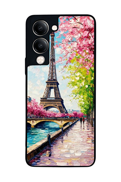 Aksel Kılıf متوافق مع Vivo Y19 5G مطبوع ، أسود غير لامع، سيليكون ناعم، واقي، ...