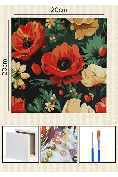 Corvo Sayılarla Boyama 20x20 Cm Tuval Seti Fırça Boya Dahil Çıtaya Gerili - E...