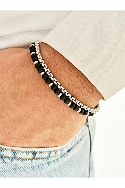 FERRO Silver and Navy Blue Steel Men's Bracelet Frj10113A-J 2 Years Warranty ...