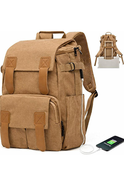 OEM Rucsac, ghiozdan școlar, călătorie, fitness cu USB Maro