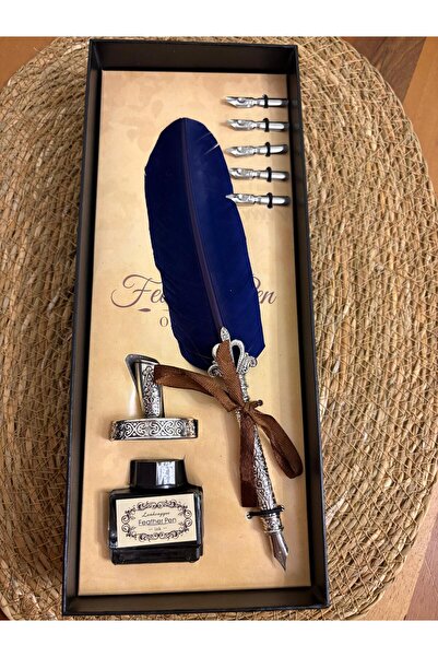 SÜRPRİZ ATÖLYESİ RETRO TASARIMLI DİVİT HOKKA TÜYLÜ VİNTAGE KALEM SETİ