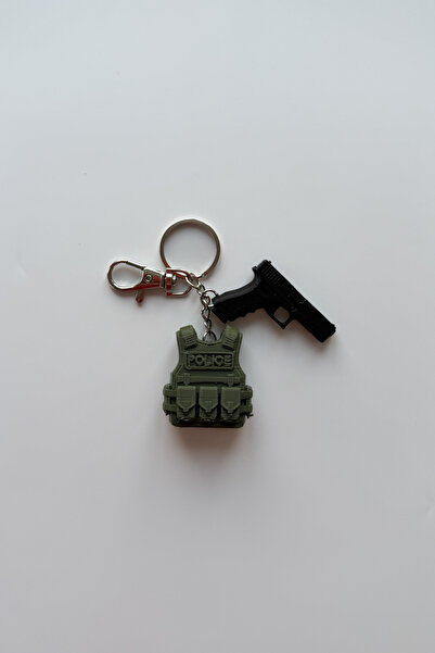 sin istanbul Breloc cu lanț de argint de poliție, ornament pentru geantă