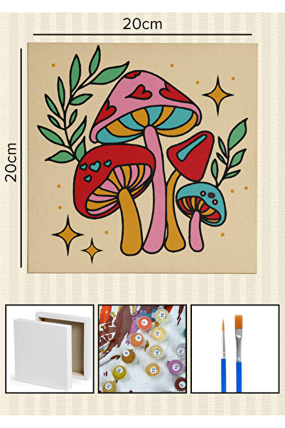 Corvo Sayılarla Boyama 20x20 Cm Tuval Seti Fırça Boya Dahil Çıtaya Gerili - B...