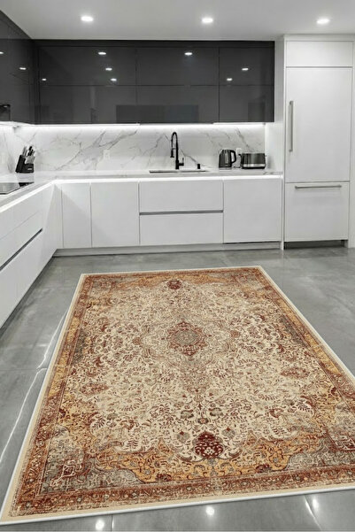 CENTER AVM Bordo Halı Mutfak Halısı Makinede Yıkanabilir Halı Kaymaz Taban Halı