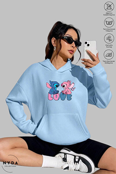 Nyda Collections Unisex Hoodie Long Sleeve Stitch and Angel Love Printed Hood...