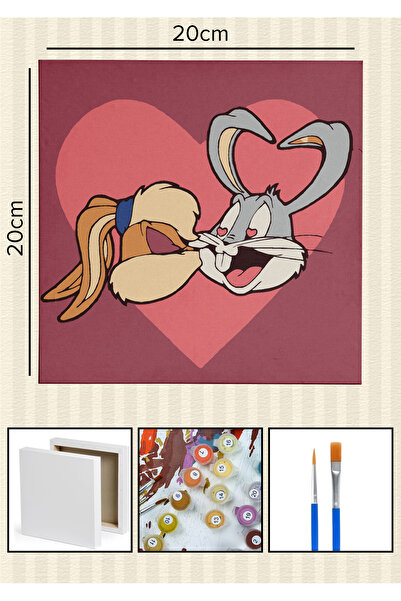 Corvo Sayılarla Boyama 20x20 Cm Tuval Seti Fırça Boya Dahil Çıtaya Gerili - B...