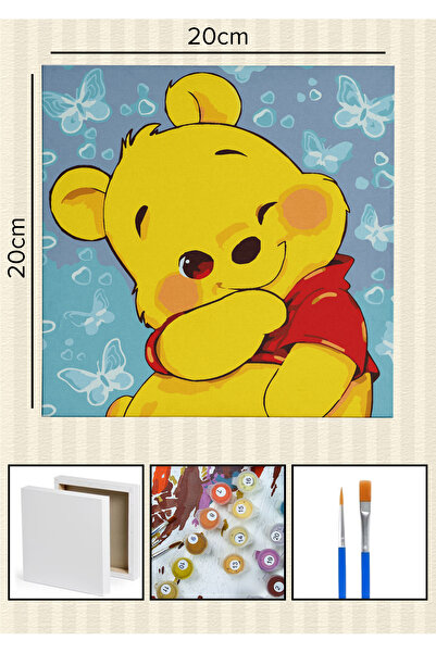 Corvo Sayılarla Boyama 20x20 Cm Tuval Seti Fırça Boya Dahil Çıtaya Gerili - B...