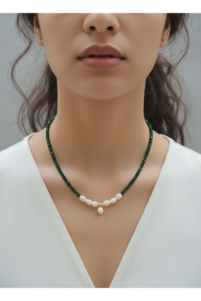 elinasaccessories Gerçek Orjinal Barok İnci Kolye Mercan Kristalli Kısa Kolye...