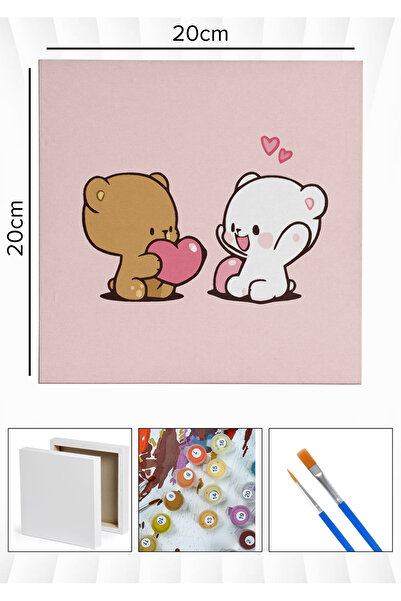 Corvo Sayılarla Boyama 20x20 Cm Tuval Seti Fırça Boya Dahil Çıtaya Gerili - H...