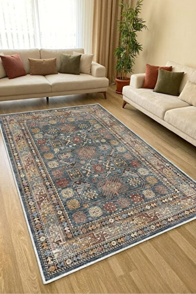 CENTER AVM Vintage Halı Salon Halısı Makinede Yıkanabilir Halı Kaymaz Taban Halı