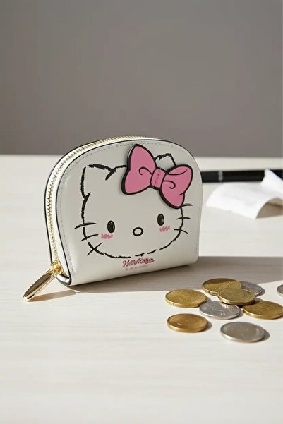 SANRIO Lisanslı Hello Kitty Pembe Fiyonklu Bozuk Para Cüzdanı