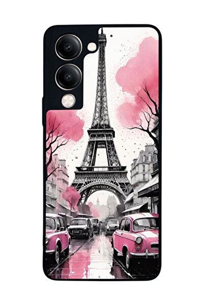 Aksel Kılıf متوافق مع Vivo Y19 5G مطبوع ، أسود غير لامع، سيليكون ناعم، واقي، ...