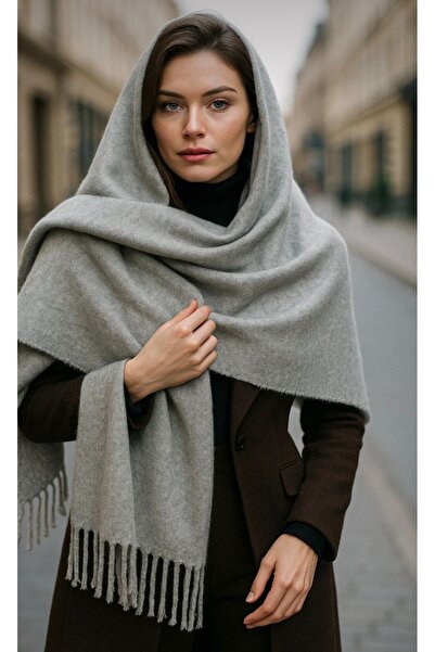 ÖzSu Mağazacılık Gri atkı yumuşak dokulu omuz şalı