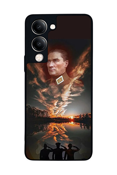 Aksel Kılıf متوافق مع Vivo Y19 5G مطبوع ، أسود غير لامع، سيليكون ناعم، واقي، ...