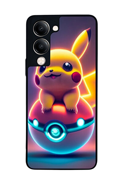 Aksel Kılıf متوافق مع Vivo Y19 5G مطبوع ، أسود غير لامع، سيليكون ناعم، واقي، ...