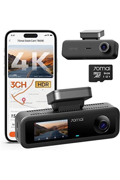 70MAİ Dash Cam T800E 4K UHD 3 Channels