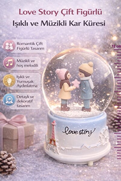 Modernica HEDİYELİK SEVGİLİ KAR KÜRESİ PİLLİ VE IŞIKLI