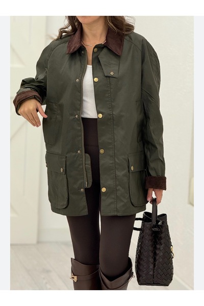 Butik Kadın BB Kadife Yakalı Yağlı Ceket