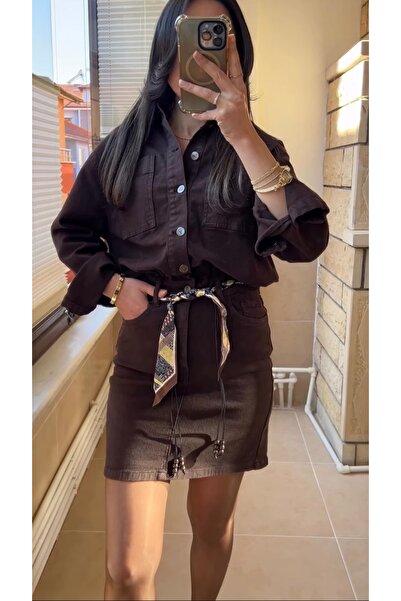 MODA Kahverengi Kot Elbise