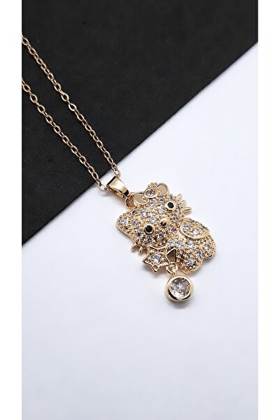 Serenity قلادة هيلو كيتي من الفولاذ الفضي مع تاج