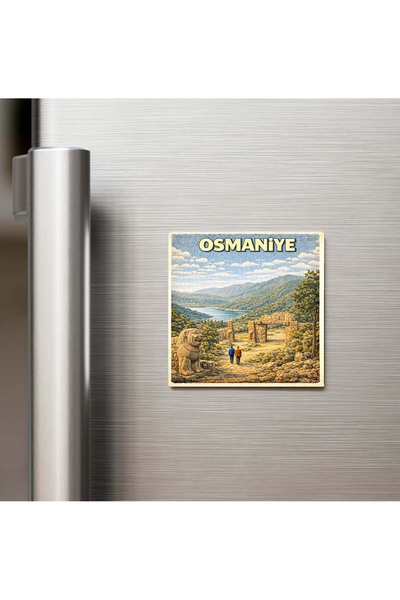 iBerk Osmaniye Şehri - Pop-Art Travel - Baskılı Buzdolap Magneti Kare 9x9 cm