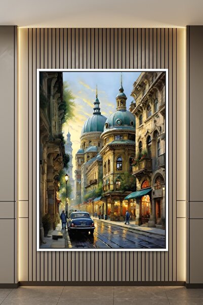 ARTAN GALLERY İtalyan Kadife Avrupa Şehir Manzarası Tablo – Yağlı Boya Görünü...