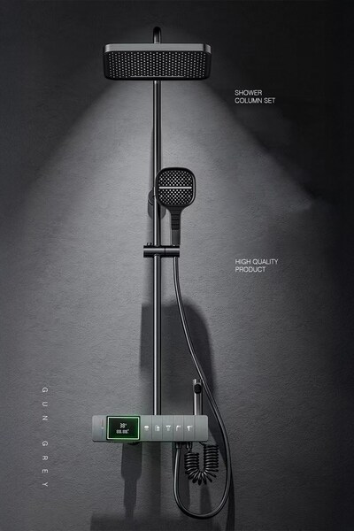 Konk Tools Lüks Bakır Gövde Dijital Ekranlı Duş Sistemi Dijital Isı Göstergel...